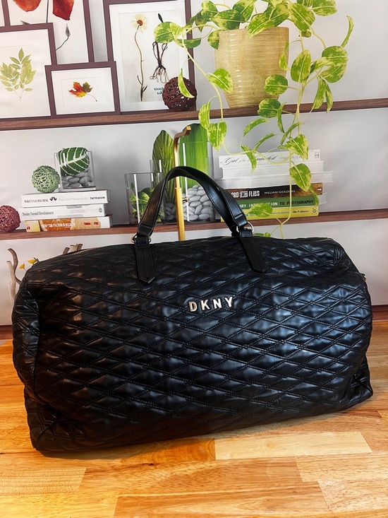 Dkny Handbags - DKNY Black Quilted Duffel Bag Travel Weekender